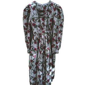 Vintage Amish Mennonite Dress Old Colony 28"B 22"W Gray Pink Purple Rose